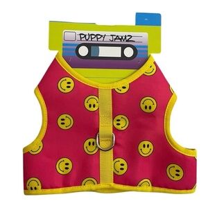 Puppy Jamz Happy Face Dog Harness Size L (Up To 20”) - Red and Yellow